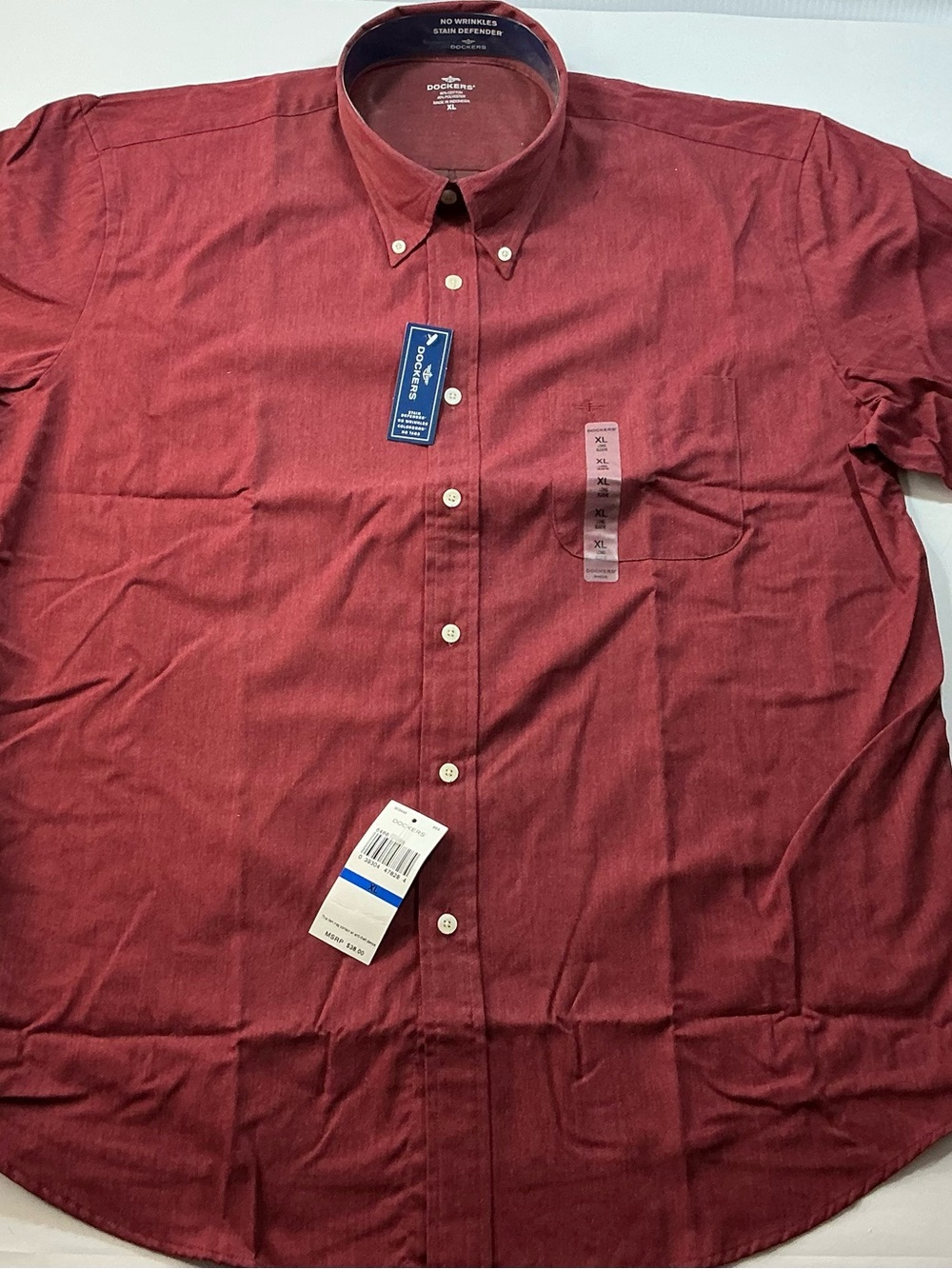 Dockers Men's Button-Down Shirt in Deep Red
